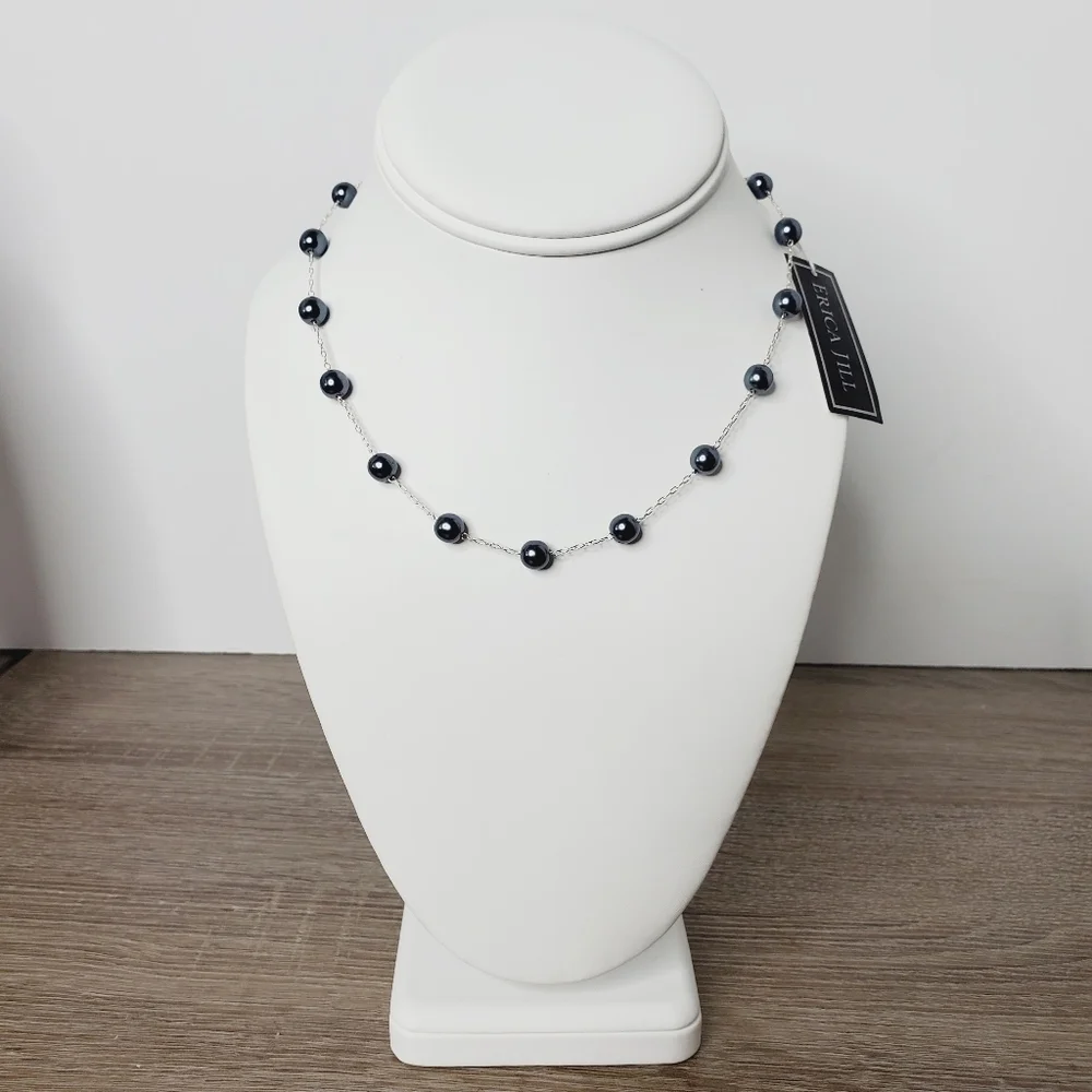 ERICA‎ JILL PEARL NECKLACE CHOKER SILVER NEW
